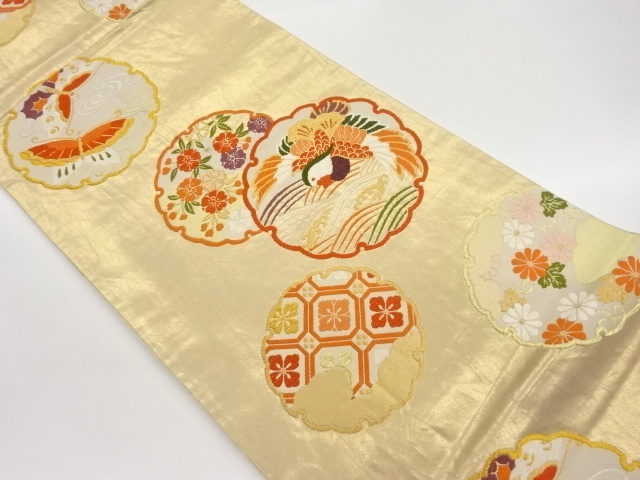 JAPANESE FUKURO OBI / WOVEN KIKU & SAKURA